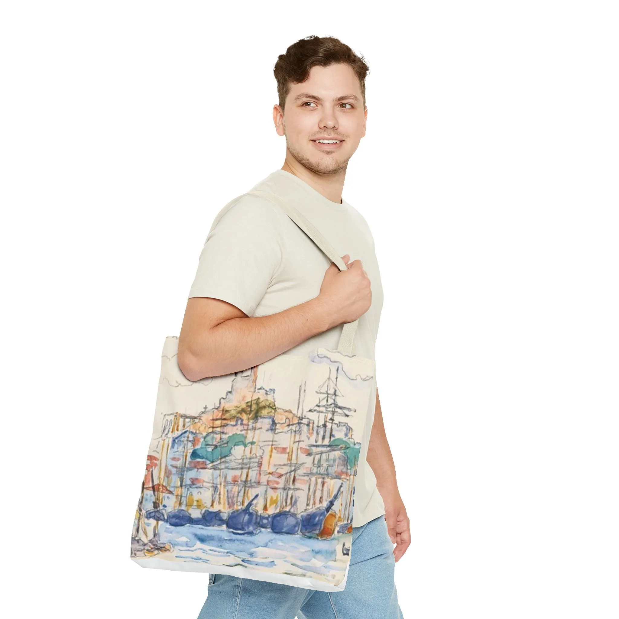 Artistic Coastal Tote Bag with Maritime Design