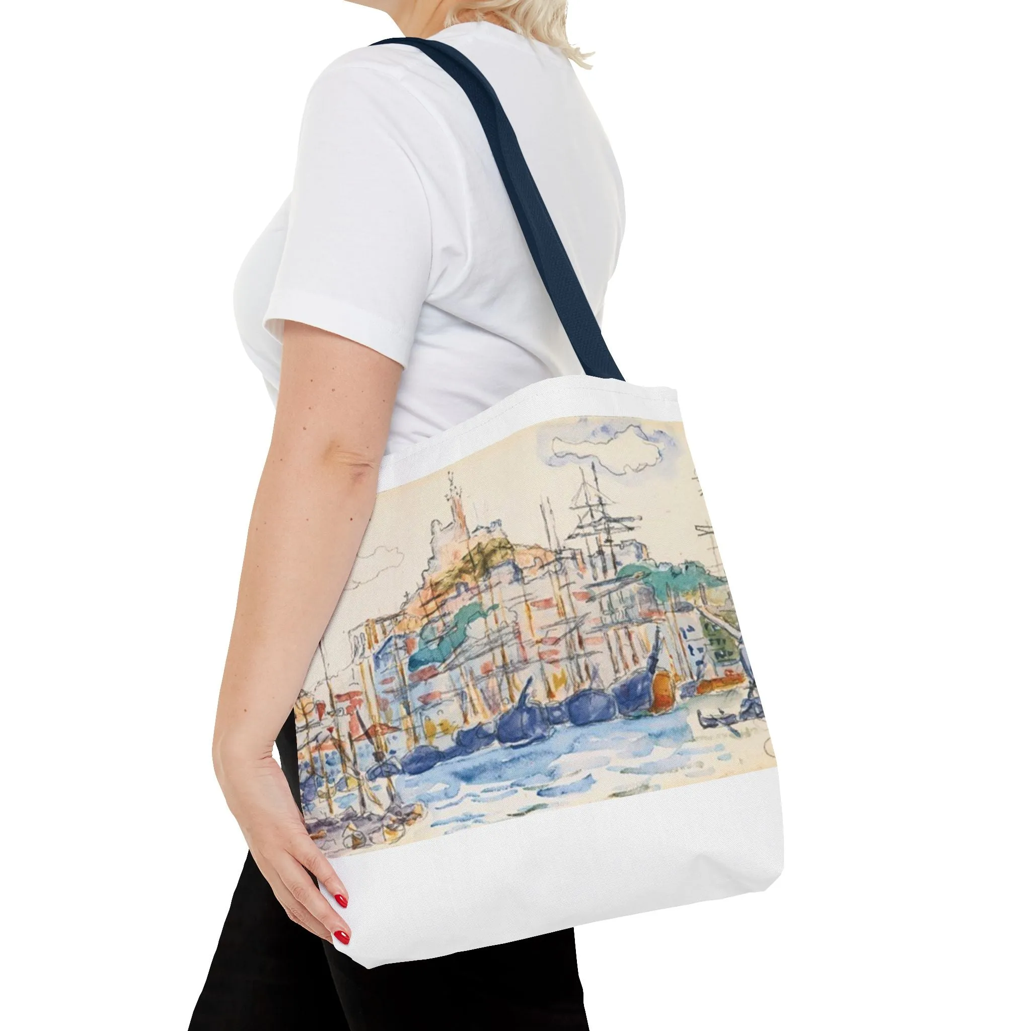 Artistic Coastal Tote Bag with Maritime Design