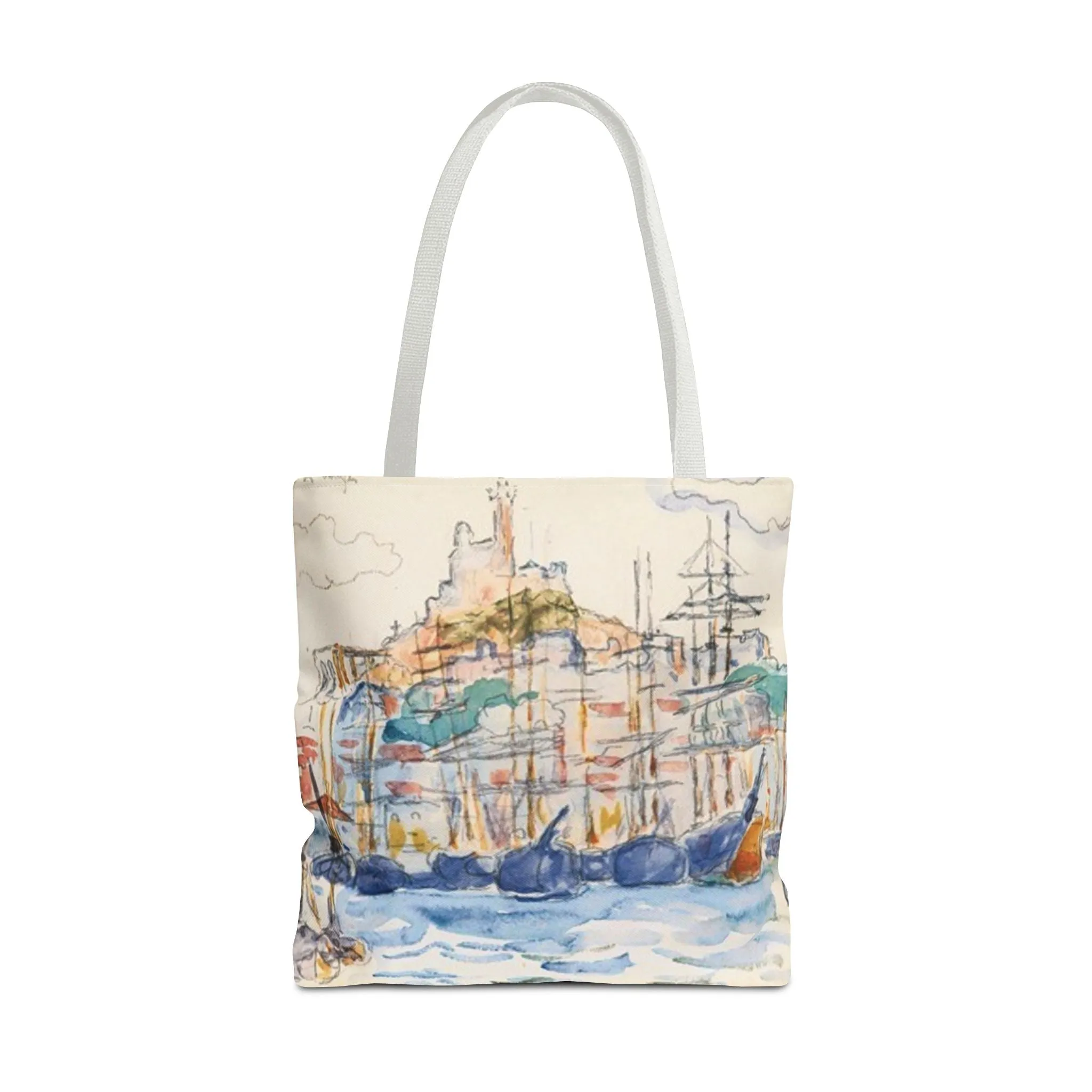 Artistic Coastal Tote Bag with Maritime Design
