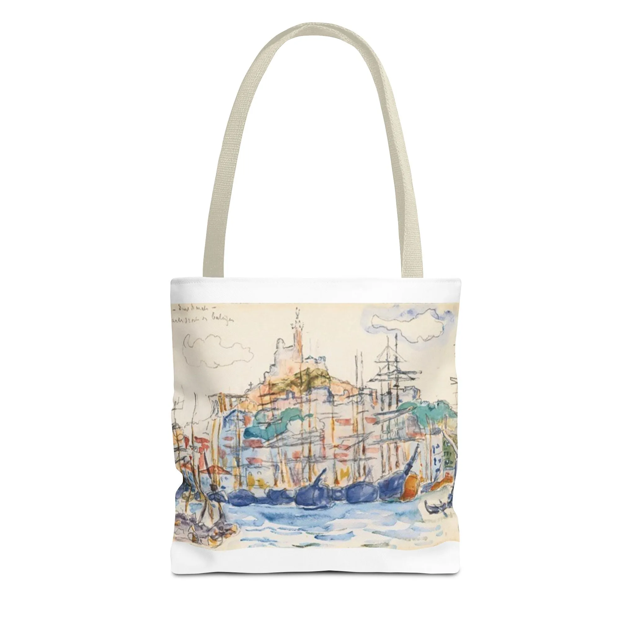 Artistic Coastal Tote Bag with Maritime Design