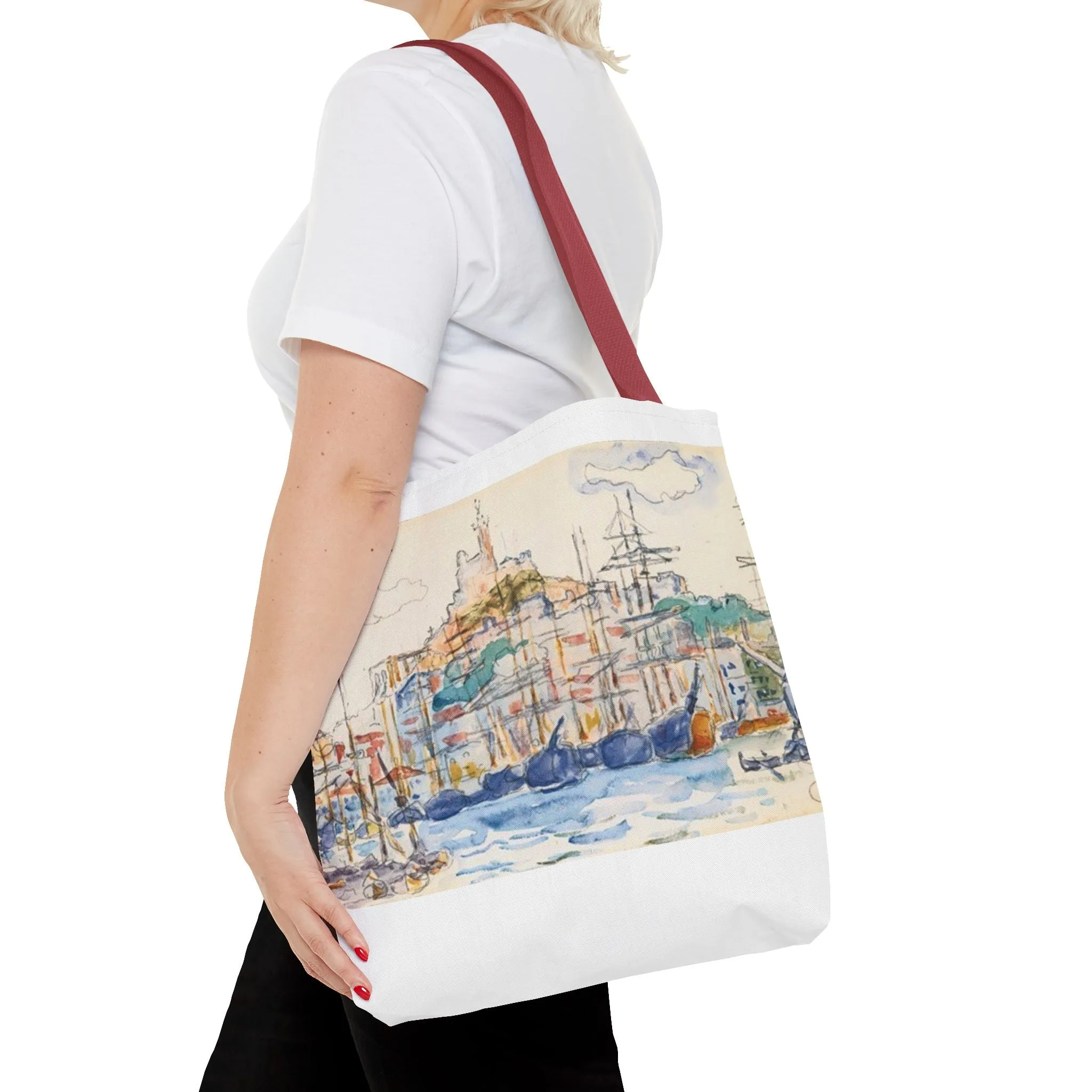 Artistic Coastal Tote Bag with Maritime Design