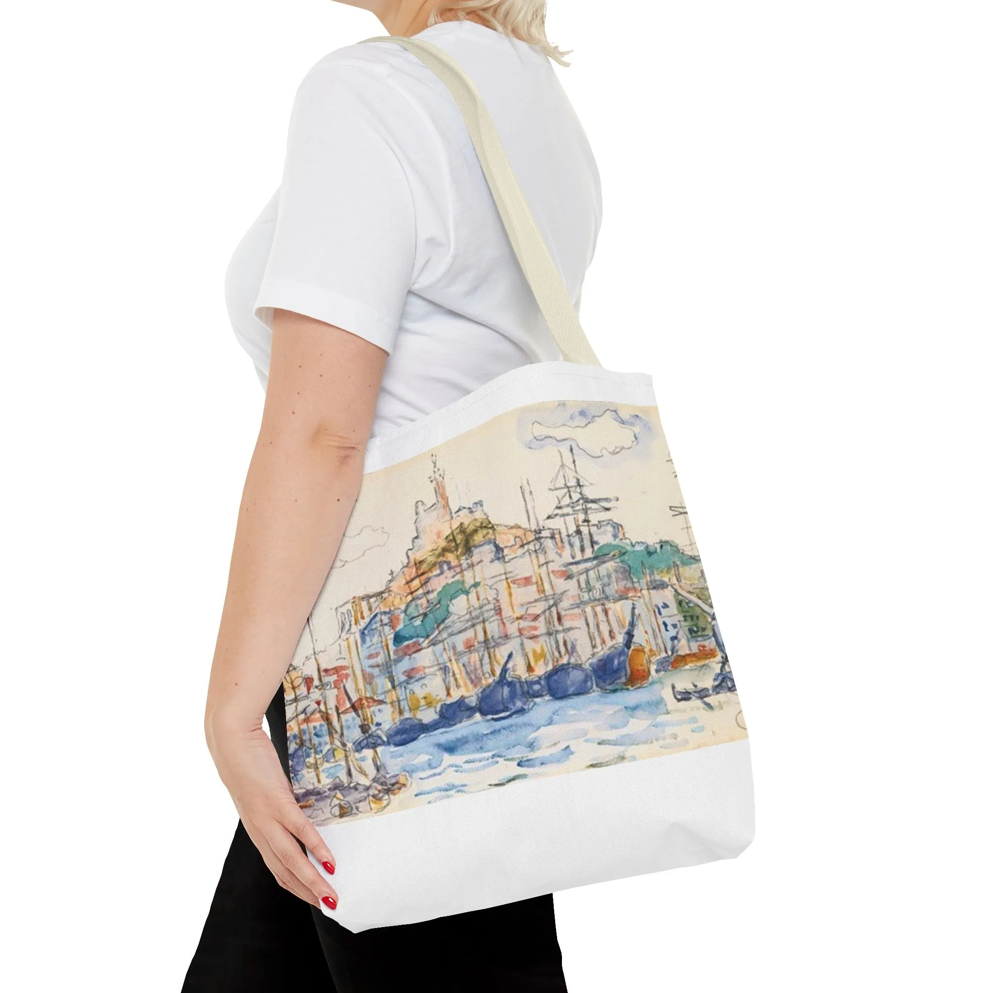 Artistic Coastal Tote Bag with Maritime Design