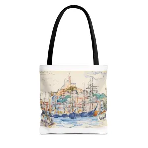 Artistic Coastal Tote Bag with Maritime Design