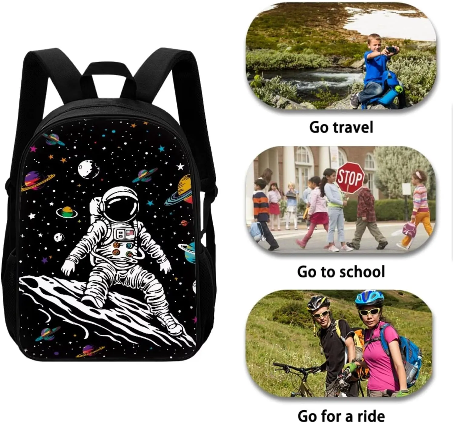 Astronaut Schoolbag Set Planet Boys Backpacks for Primary Junior School Kids Backpack with Lunch Box Bookbags for Boys Girls Backpacks for Kids Insulated Lunch Box Set Waterproof