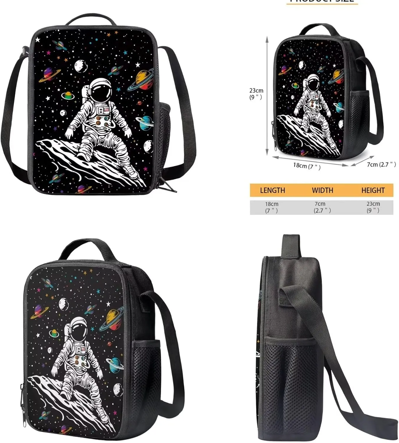 Astronaut Schoolbag Set Planet Boys Backpacks for Primary Junior School Kids Backpack with Lunch Box Bookbags for Boys Girls Backpacks for Kids Insulated Lunch Box Set Waterproof