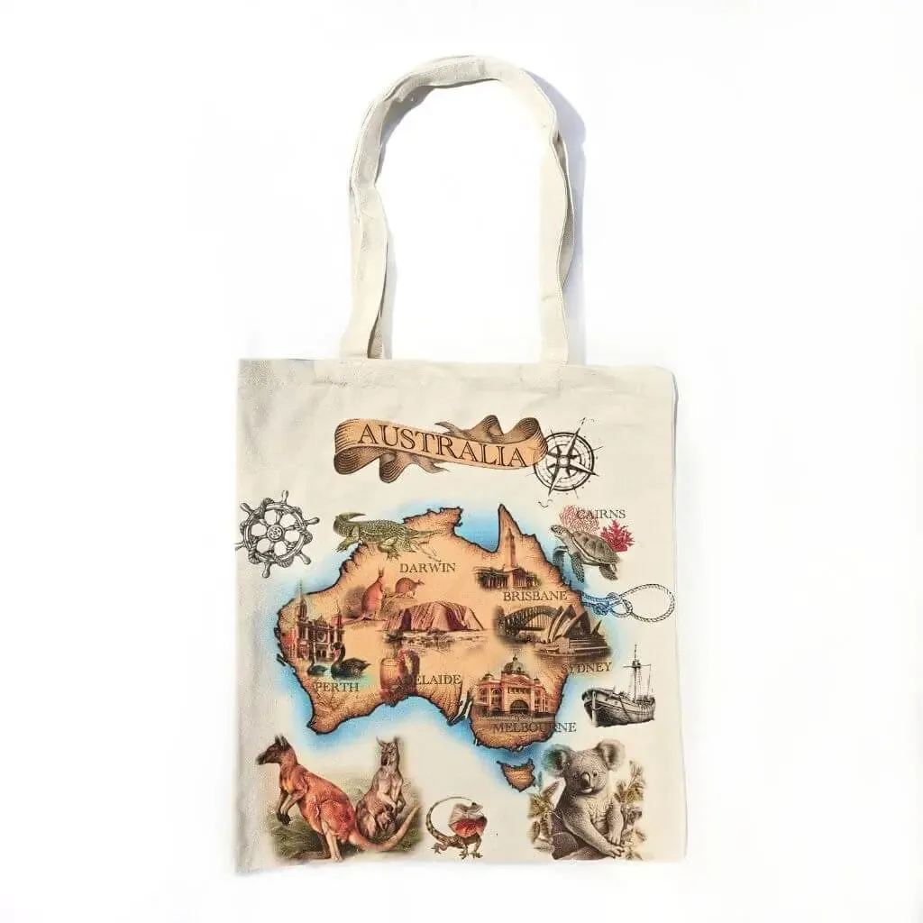 Australian Map Canvas Tote Bag