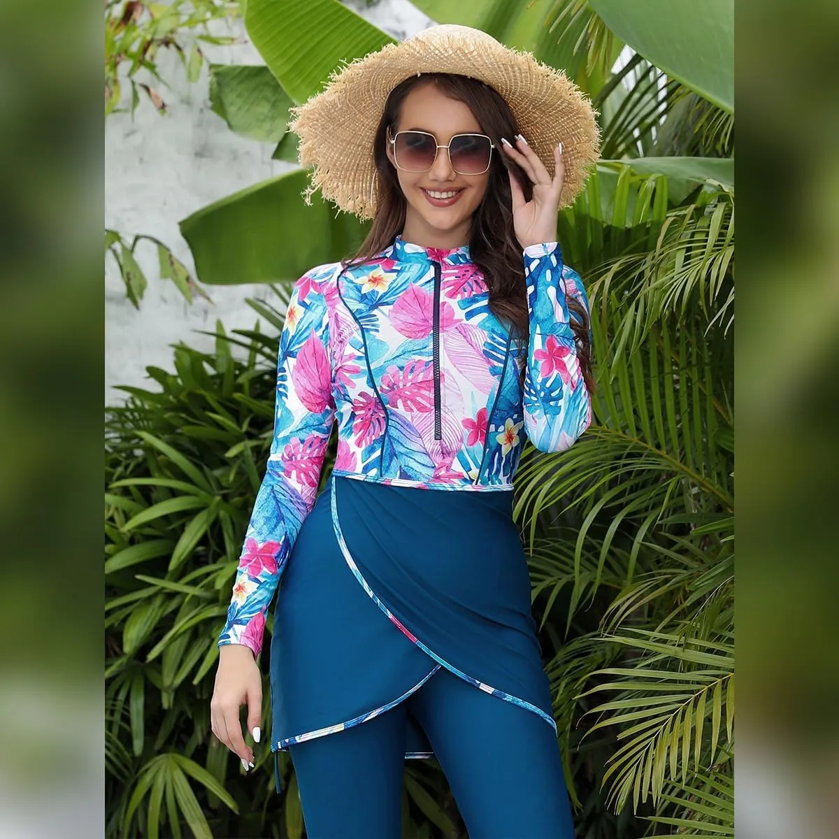 AWIBMK Muslim Swimsuits for Women Full Coverage Swimwear Modest Islamic Hijab Ladies Burkini Swim Suit Beachwear Swimming