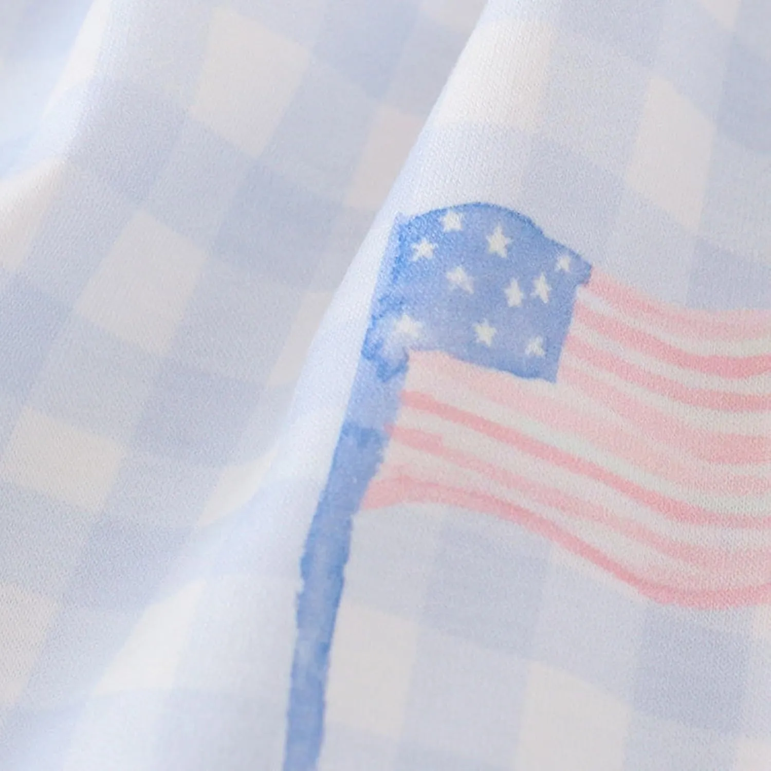 Baby Girl 4th of July Outfit – Flag Embroidered Smocked Top and Blue Bloomers with Flutter Sleeves