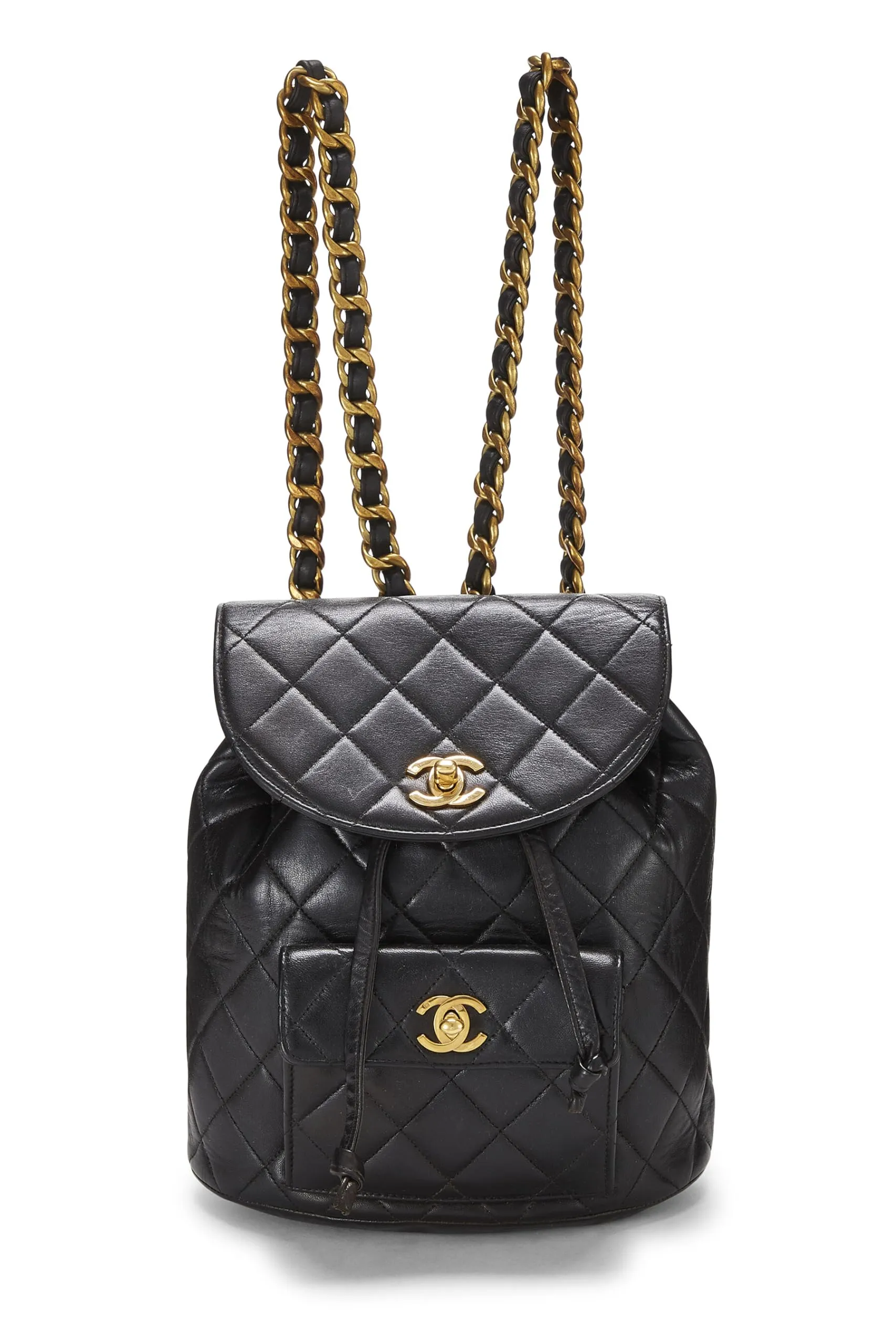 Backpack Black Lambskin Chanel, Medium, Superior-grade 'CC' Black Classic  Quilted Clean-lined