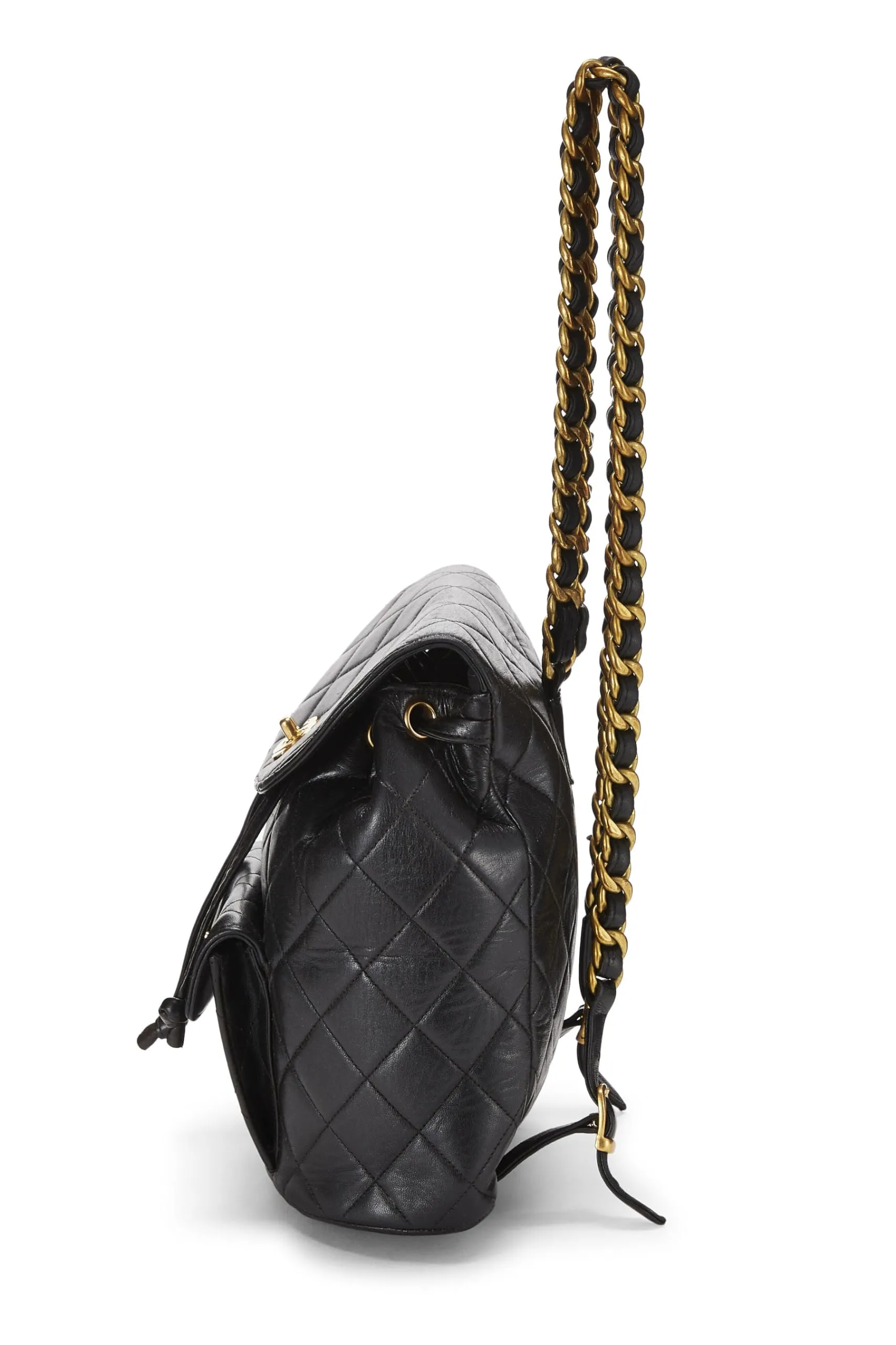Backpack Black Lambskin Chanel, Medium, Superior-grade 'CC' Black Classic  Quilted Clean-lined