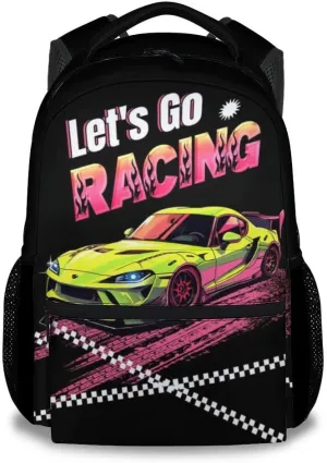 Backpack for Boys, 17 Inch Cool Car Backpacks for Girls, Black Portable Bookbag for Middle High School