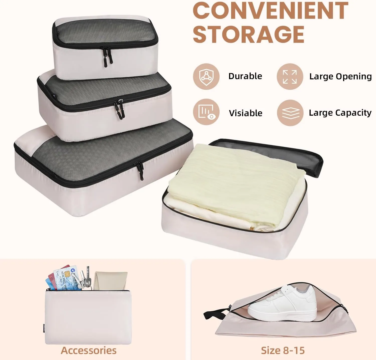 BAGAIL 8 Set/9 Set Packing Cubes Luggage Packing Organizer for Travel, Suitcase Packing Bags for Travel Accessories