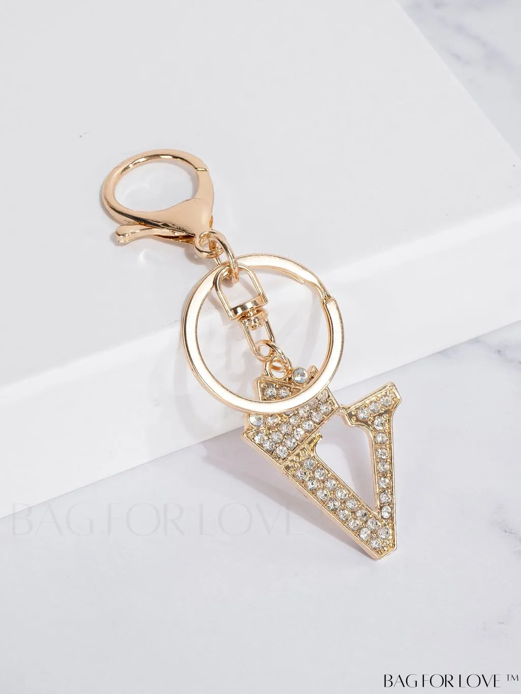 BagForLove - Stylish Zinc Alloy & Rhinestone Letter Keychain â Perfect for Backpacks and Handbags