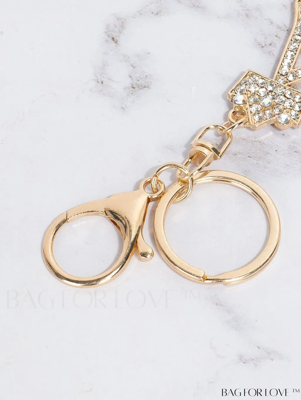BagForLove - Stylish Zinc Alloy & Rhinestone Letter Keychain â Perfect for Backpacks and Handbags