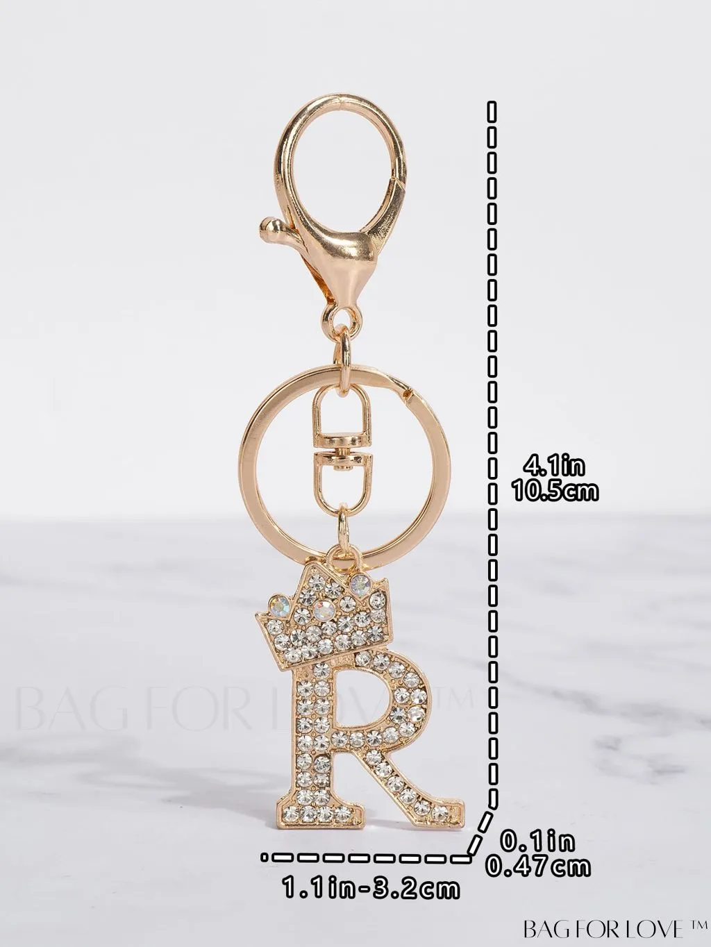 BagForLove - Stylish Zinc Alloy & Rhinestone Letter Keychain â Perfect for Backpacks and Handbags