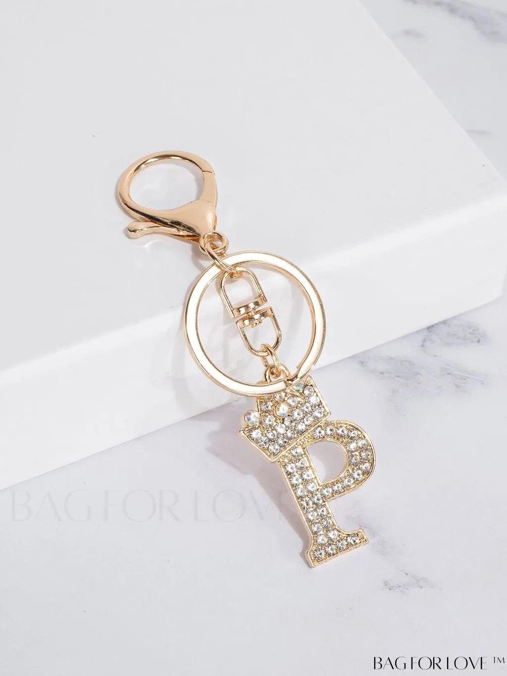 BagForLove - Stylish Zinc Alloy & Rhinestone Letter Keychain â Perfect for Backpacks and Handbags