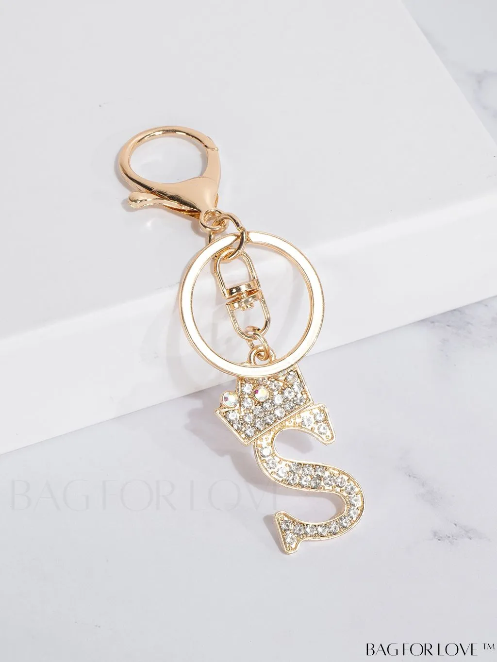 BagForLove - Stylish Zinc Alloy & Rhinestone Letter Keychain â Perfect for Backpacks and Handbags