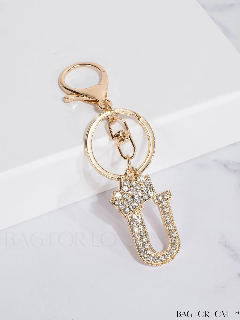 BagForLove - Stylish Zinc Alloy & Rhinestone Letter Keychain â Perfect for Backpacks and Handbags