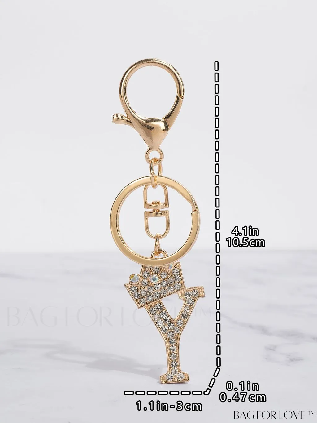 BagForLove - Stylish Zinc Alloy & Rhinestone Letter Keychain â Perfect for Backpacks and Handbags