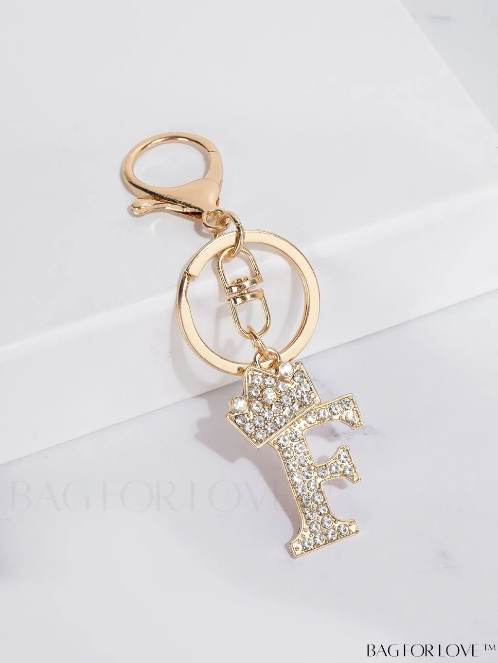 BagForLove - Stylish Zinc Alloy & Rhinestone Letter Keychain â Perfect for Backpacks and Handbags