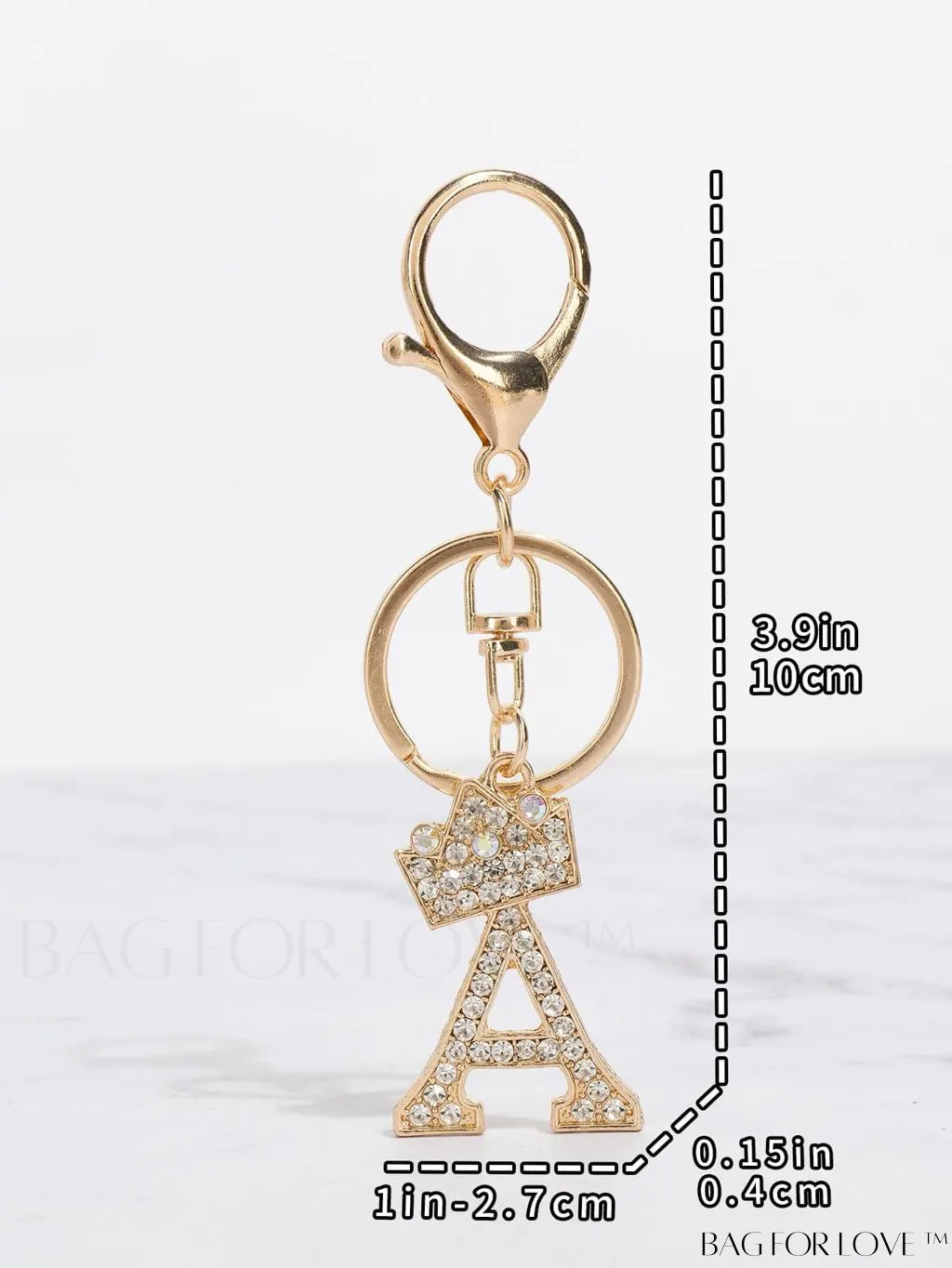 BagForLove - Stylish Zinc Alloy & Rhinestone Letter Keychain â Perfect for Backpacks and Handbags