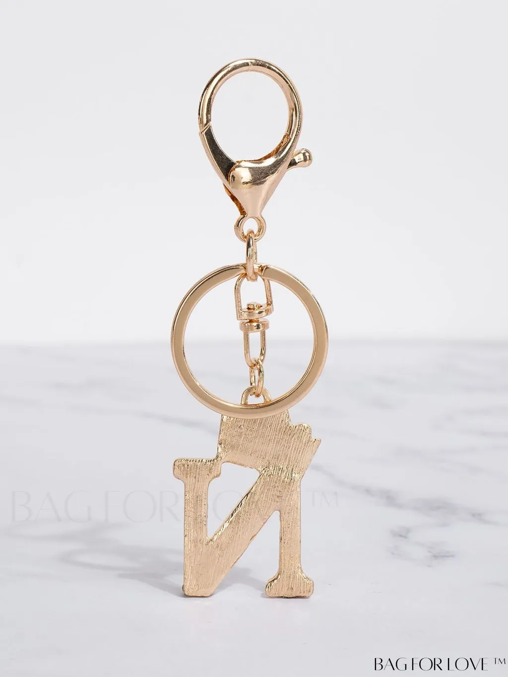 BagForLove - Stylish Zinc Alloy & Rhinestone Letter Keychain â Perfect for Backpacks and Handbags