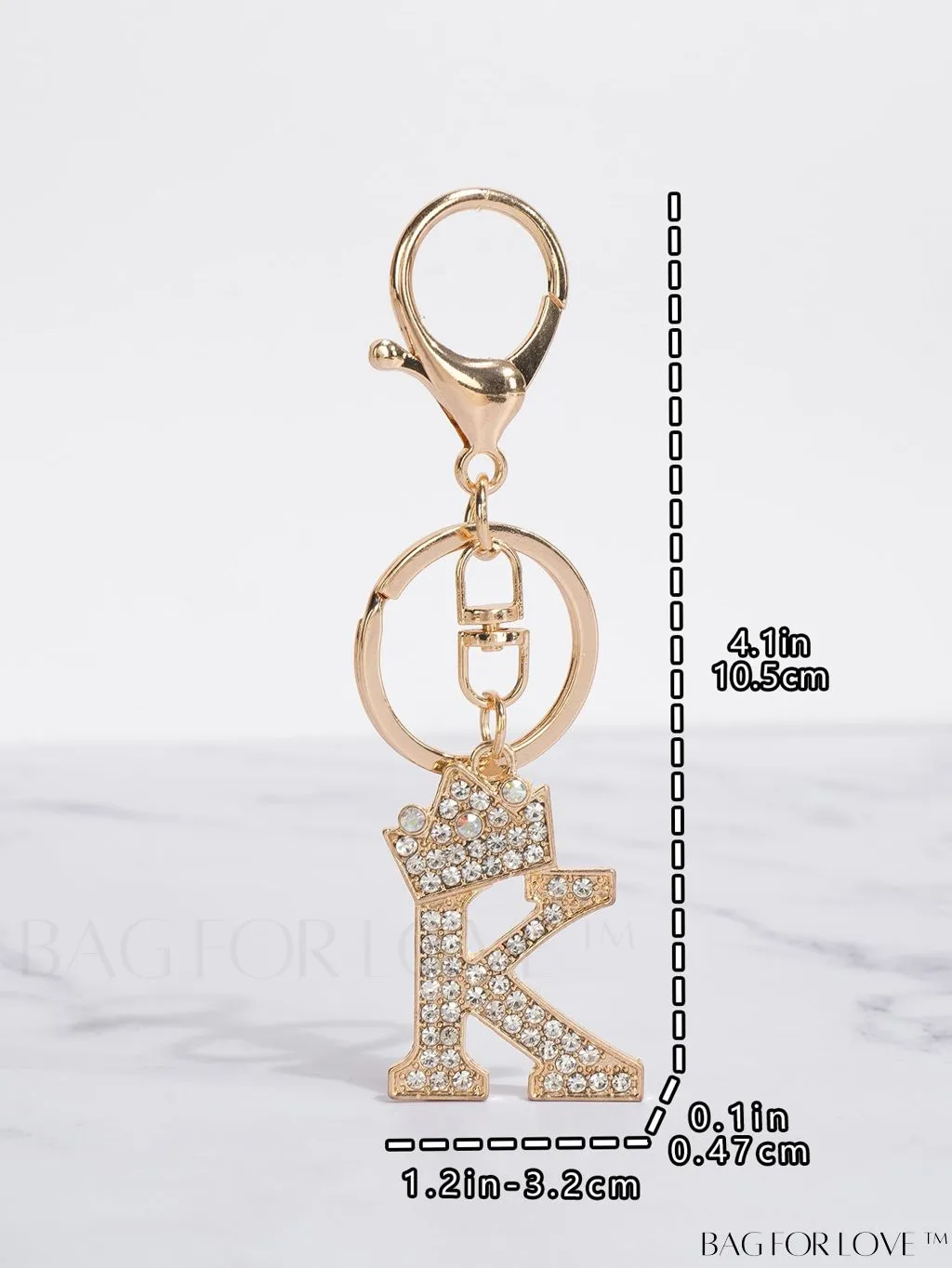 BagForLove - Stylish Zinc Alloy & Rhinestone Letter Keychain â Perfect for Backpacks and Handbags