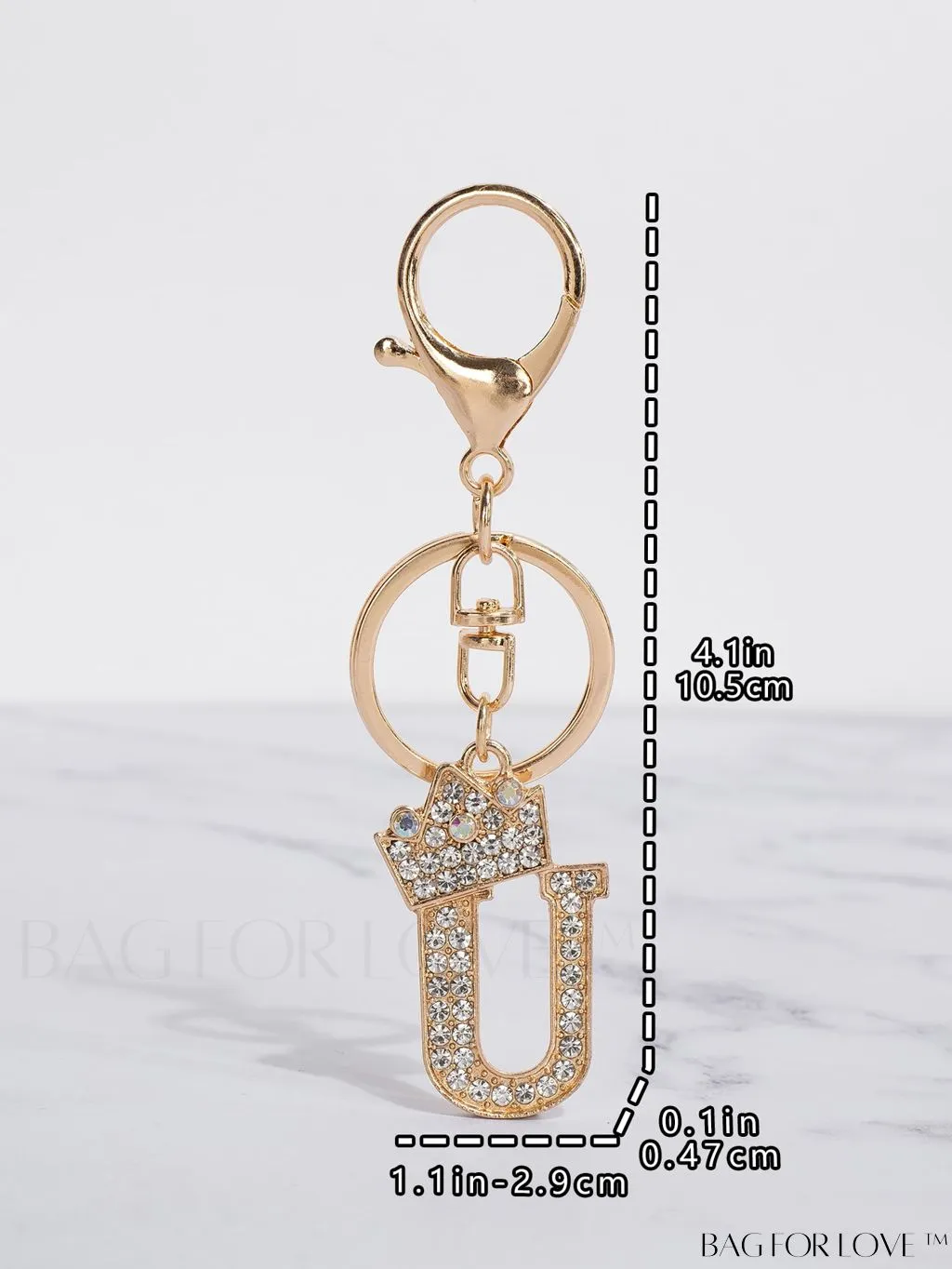 BagForLove - Stylish Zinc Alloy & Rhinestone Letter Keychain â Perfect for Backpacks and Handbags