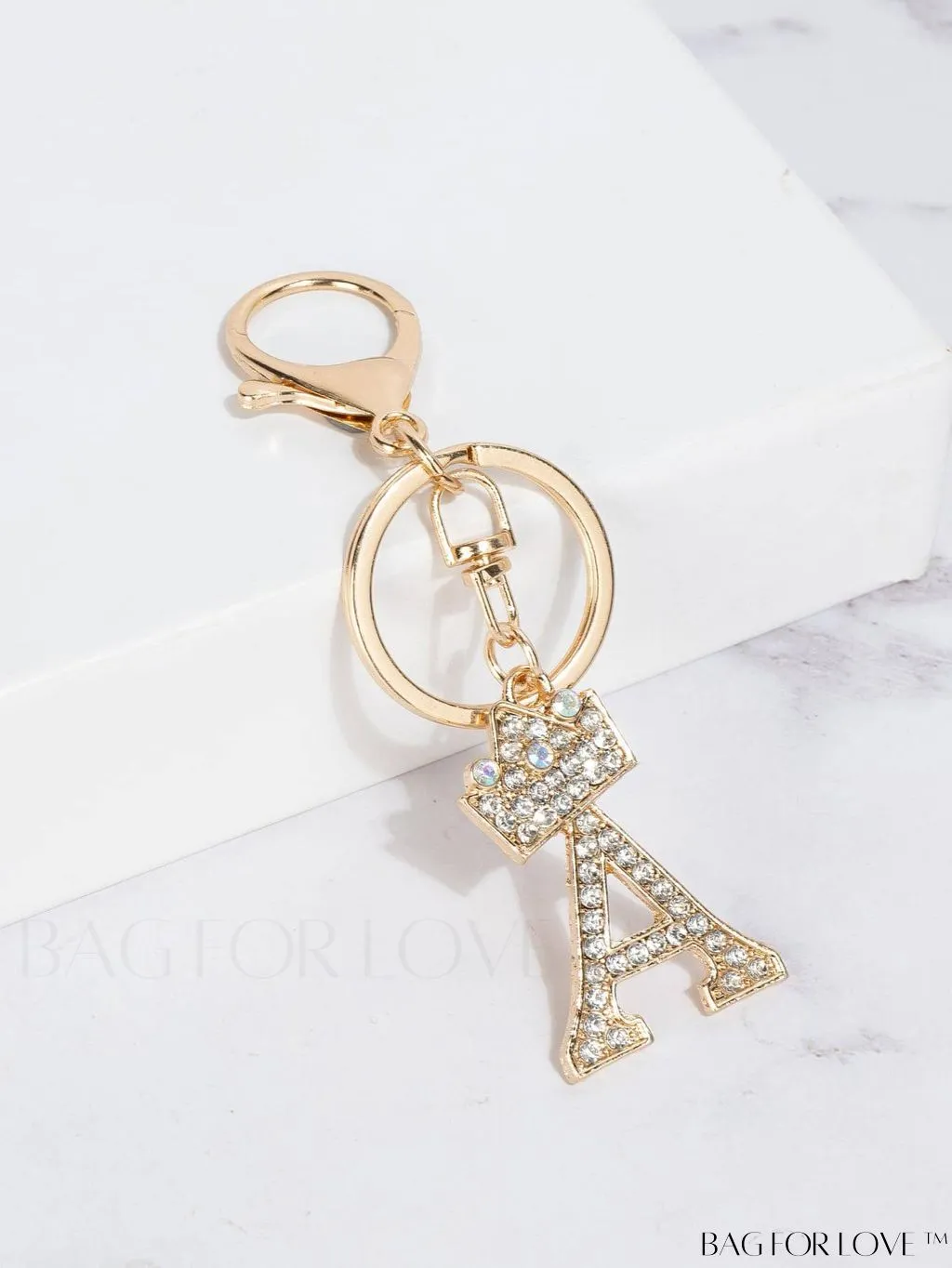 BagForLove - Stylish Zinc Alloy & Rhinestone Letter Keychain â Perfect for Backpacks and Handbags