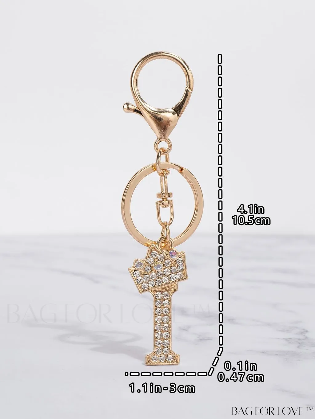 BagForLove - Stylish Zinc Alloy & Rhinestone Letter Keychain â Perfect for Backpacks and Handbags