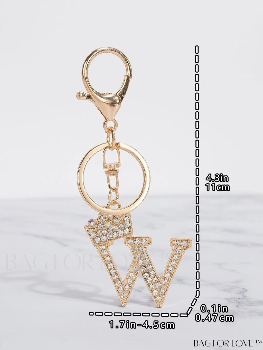 BagForLove - Stylish Zinc Alloy & Rhinestone Letter Keychain â Perfect for Backpacks and Handbags