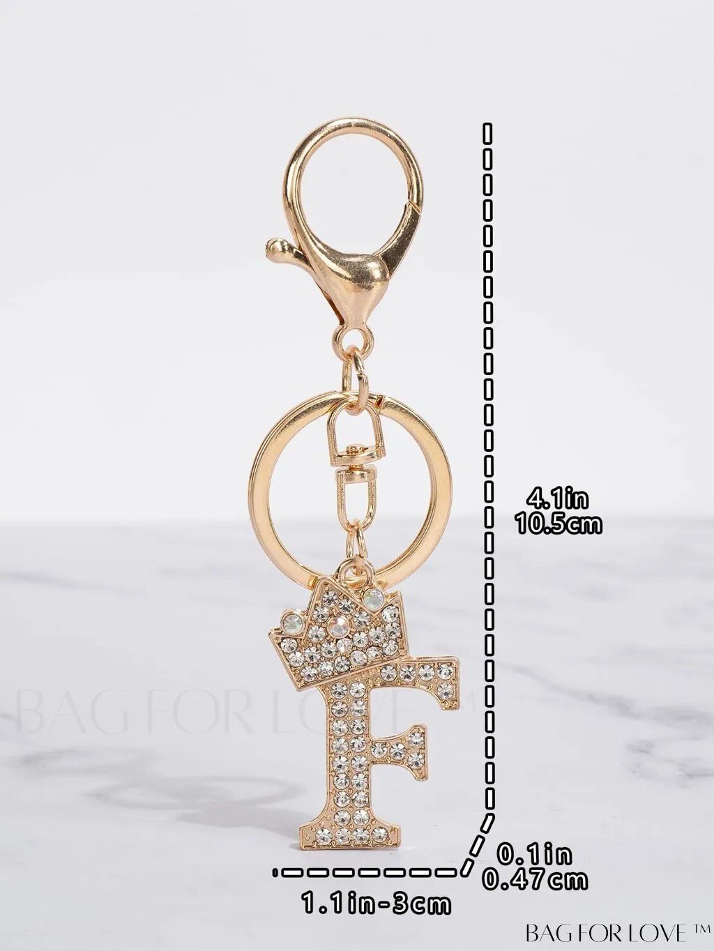 BagForLove - Stylish Zinc Alloy & Rhinestone Letter Keychain â Perfect for Backpacks and Handbags