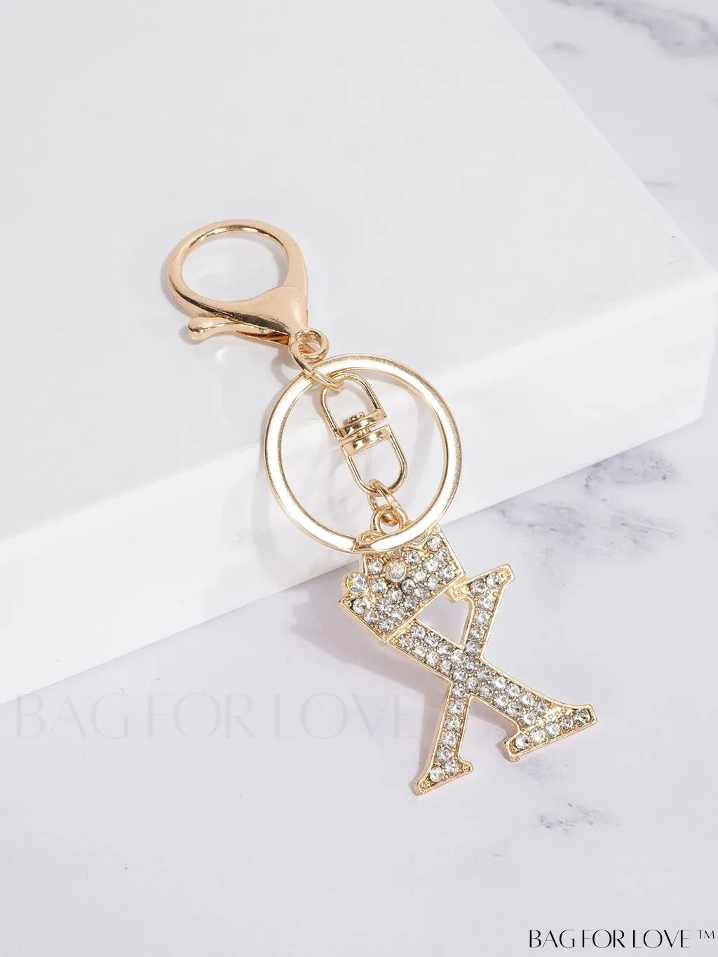 BagForLove - Stylish Zinc Alloy & Rhinestone Letter Keychain â Perfect for Backpacks and Handbags