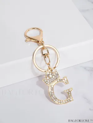 BagForLove - Stylish Zinc Alloy & Rhinestone Letter Keychain â Perfect for Backpacks and Handbags