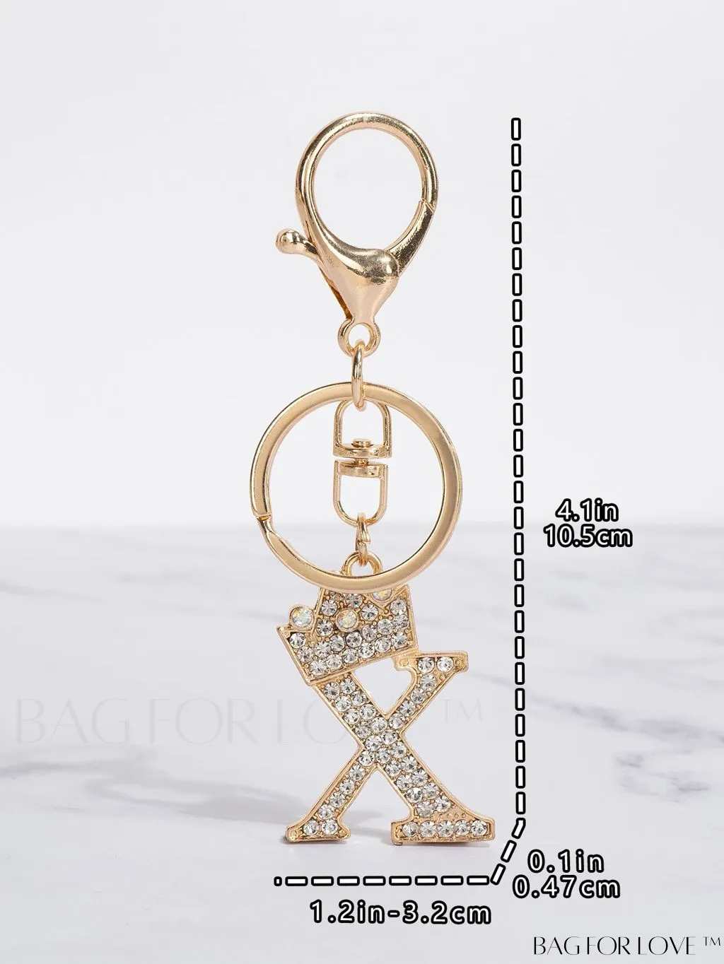 BagForLove - Stylish Zinc Alloy & Rhinestone Letter Keychain â Perfect for Backpacks and Handbags