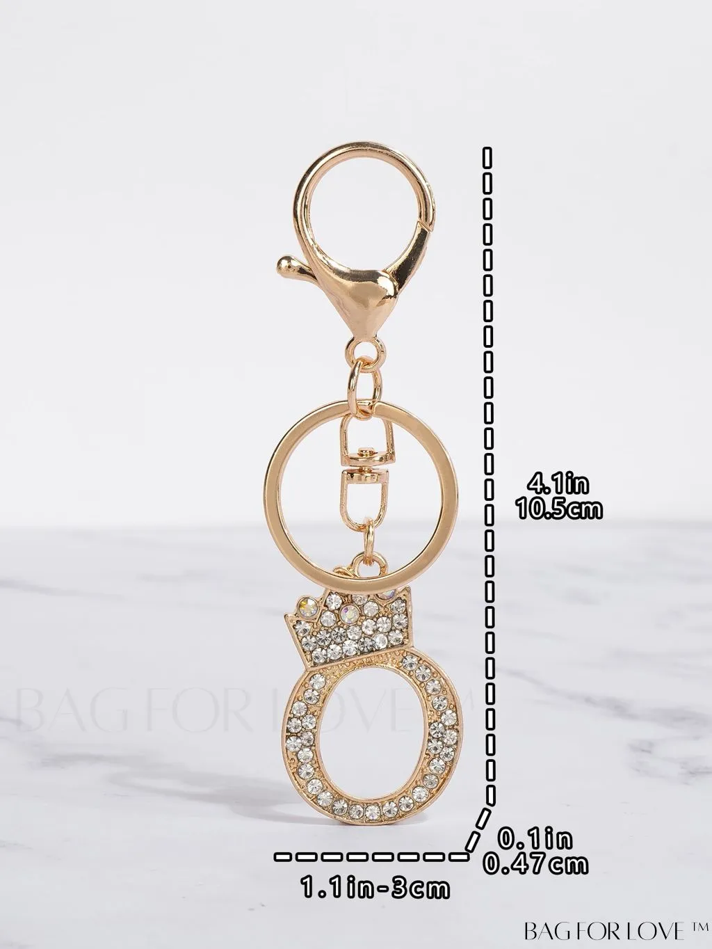 BagForLove - Stylish Zinc Alloy & Rhinestone Letter Keychain â Perfect for Backpacks and Handbags
