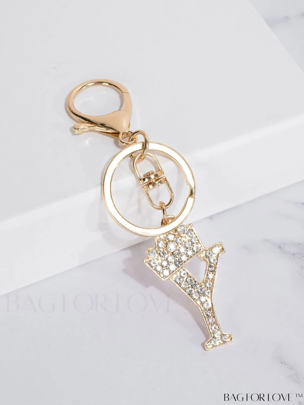 BagForLove - Stylish Zinc Alloy & Rhinestone Letter Keychain â Perfect for Backpacks and Handbags