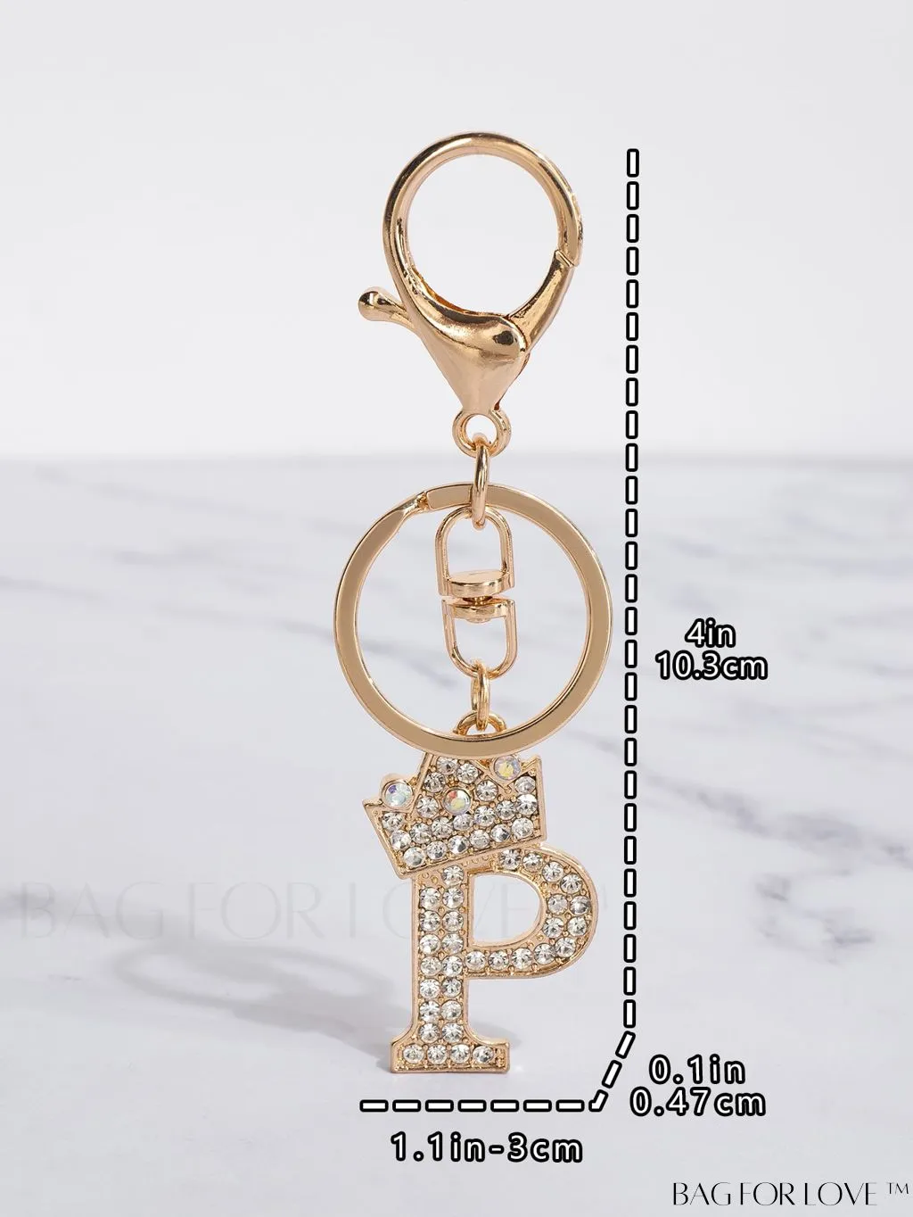 BagForLove - Stylish Zinc Alloy & Rhinestone Letter Keychain â Perfect for Backpacks and Handbags