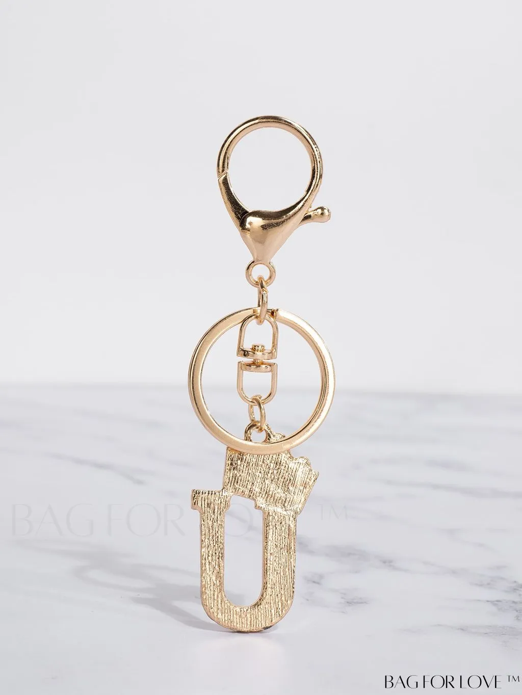 BagForLove - Stylish Zinc Alloy & Rhinestone Letter Keychain â Perfect for Backpacks and Handbags
