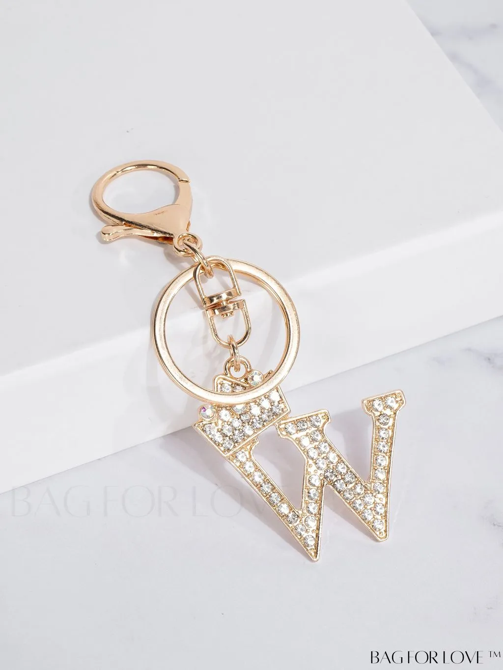 BagForLove - Stylish Zinc Alloy & Rhinestone Letter Keychain â Perfect for Backpacks and Handbags