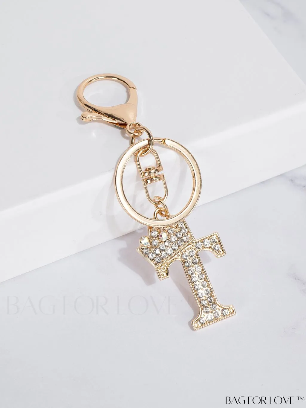 BagForLove - Stylish Zinc Alloy & Rhinestone Letter Keychain â Perfect for Backpacks and Handbags