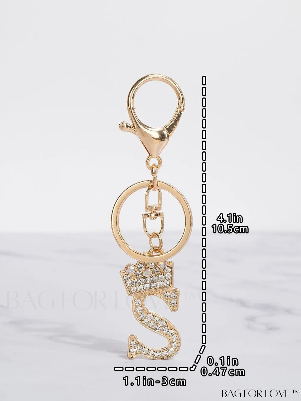 BagForLove - Stylish Zinc Alloy & Rhinestone Letter Keychain â Perfect for Backpacks and Handbags