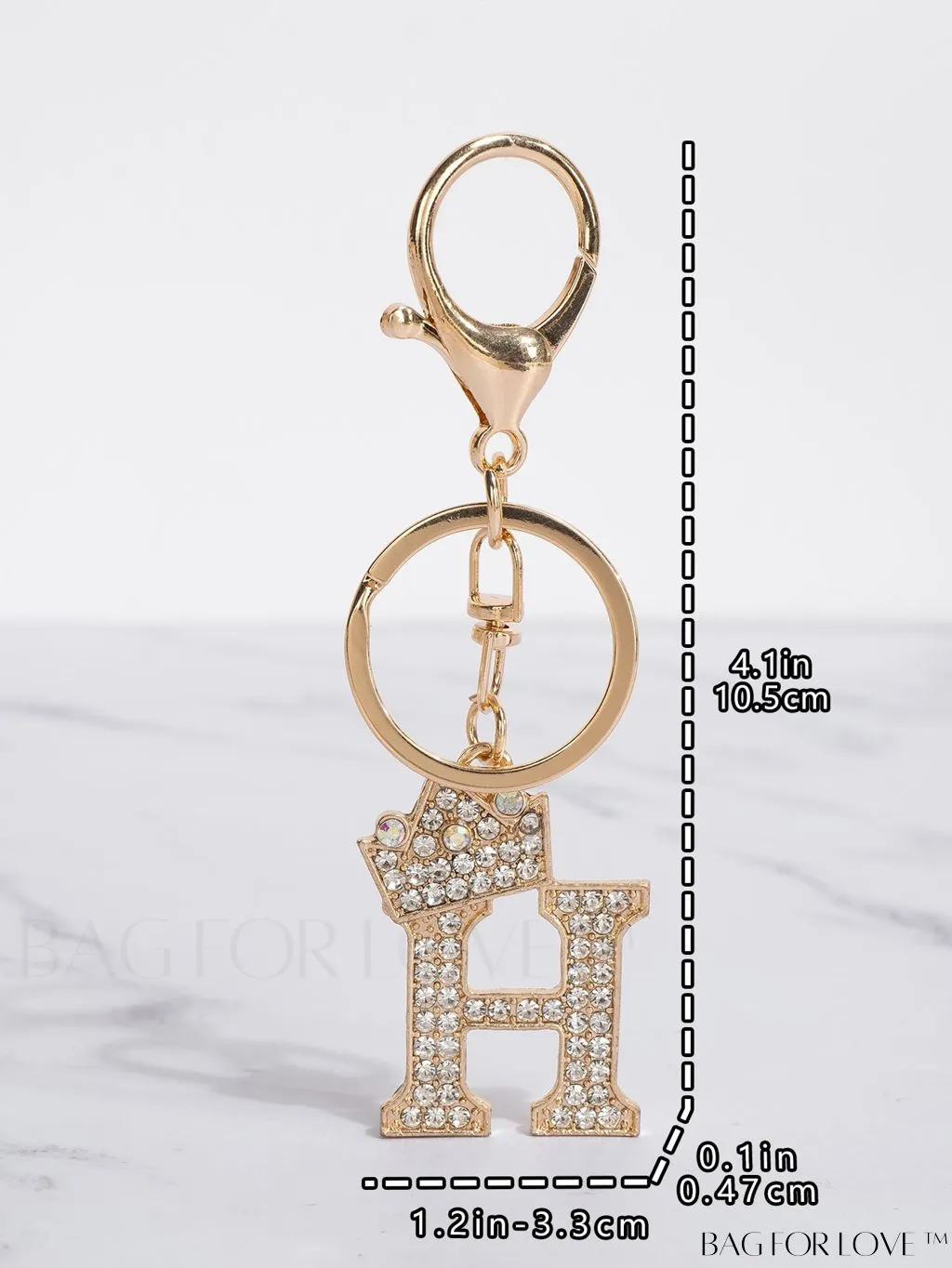 BagForLove - Stylish Zinc Alloy & Rhinestone Letter Keychain â Perfect for Backpacks and Handbags