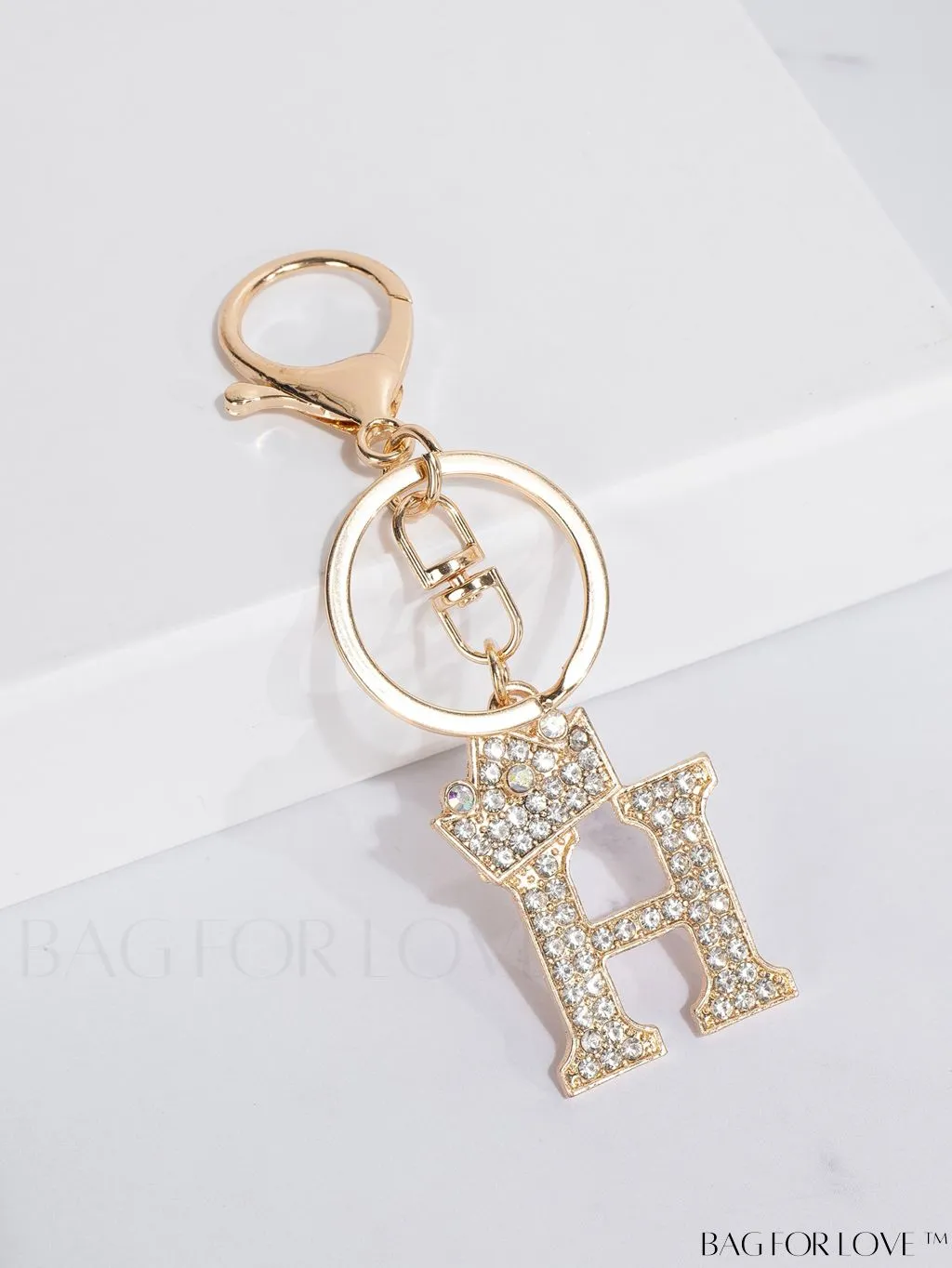 BagForLove - Stylish Zinc Alloy & Rhinestone Letter Keychain â Perfect for Backpacks and Handbags
