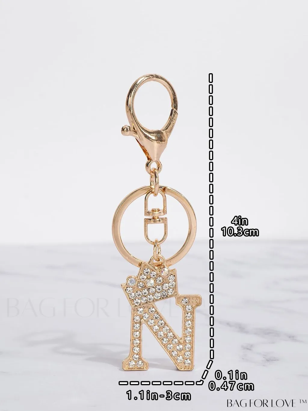 BagForLove - Stylish Zinc Alloy & Rhinestone Letter Keychain â Perfect for Backpacks and Handbags