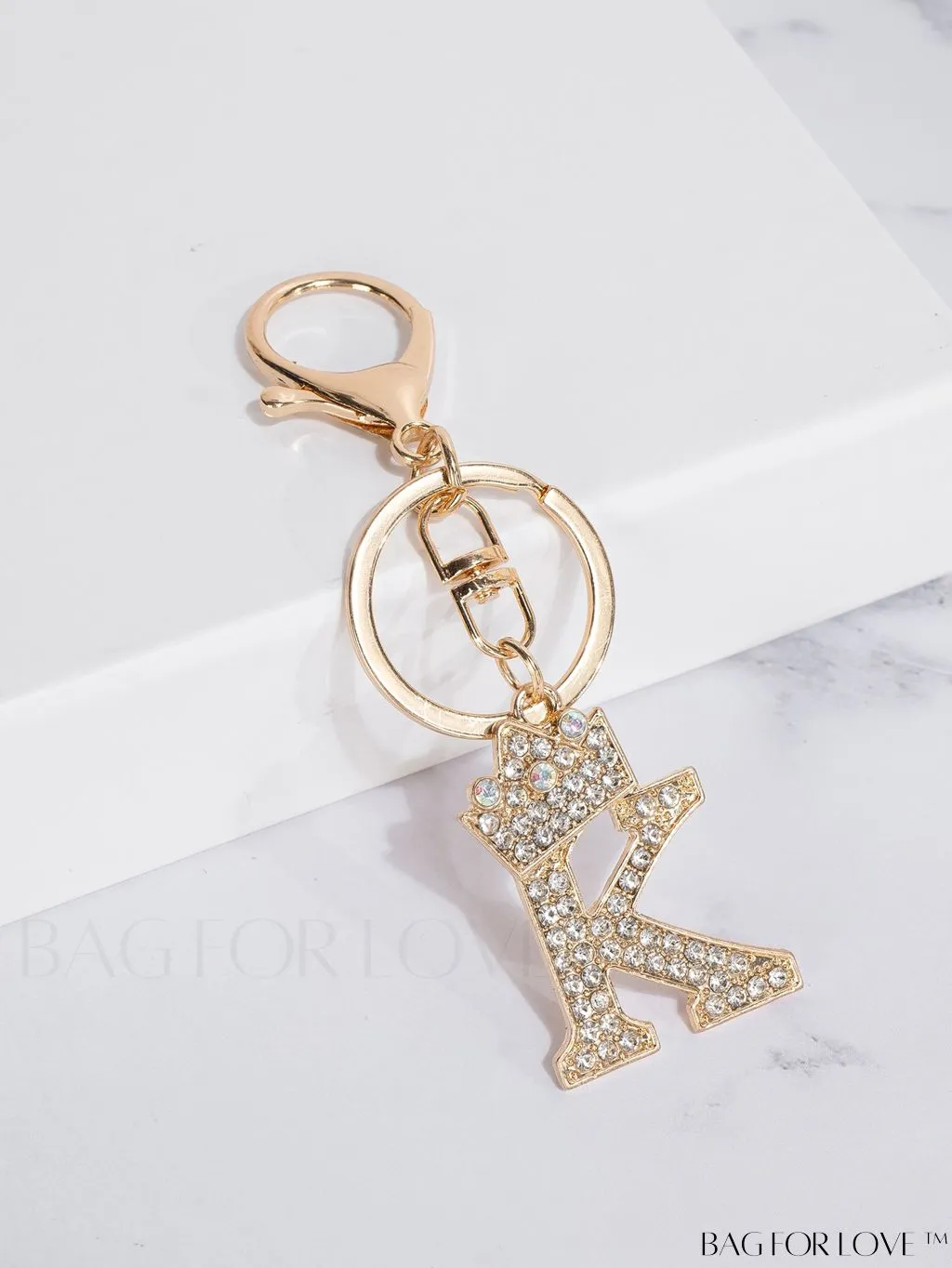BagForLove - Stylish Zinc Alloy & Rhinestone Letter Keychain â Perfect for Backpacks and Handbags