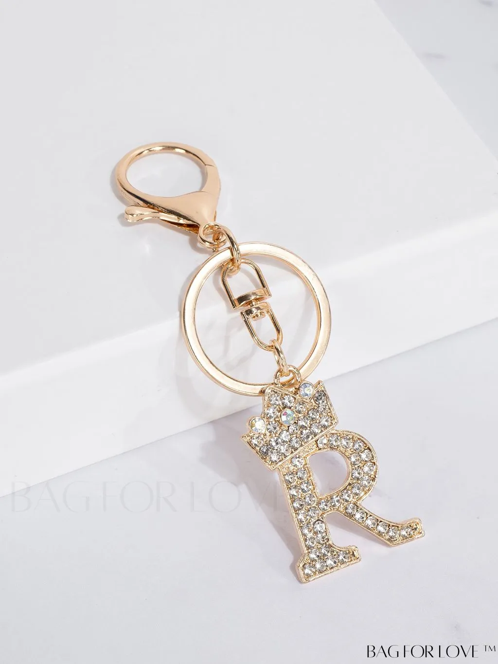 BagForLove - Stylish Zinc Alloy & Rhinestone Letter Keychain â Perfect for Backpacks and Handbags
