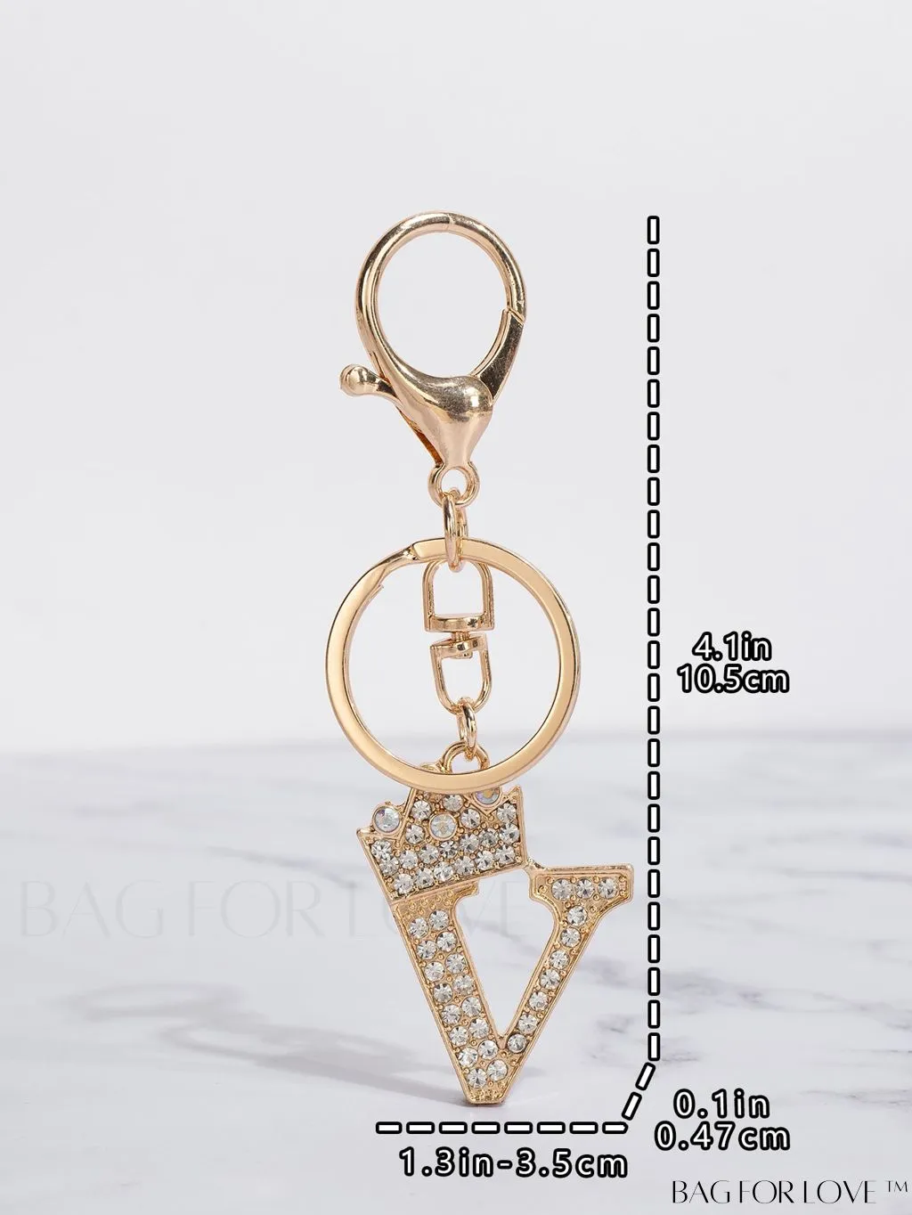 BagForLove - Stylish Zinc Alloy & Rhinestone Letter Keychain â Perfect for Backpacks and Handbags