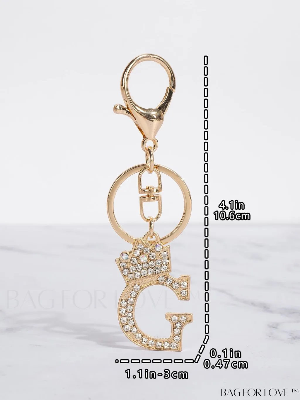 BagForLove - Stylish Zinc Alloy & Rhinestone Letter Keychain â Perfect for Backpacks and Handbags