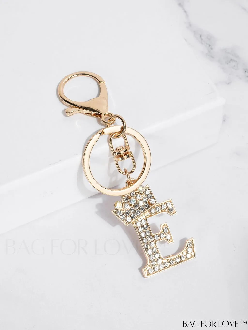 BagForLove - Stylish Zinc Alloy & Rhinestone Letter Keychain â Perfect for Backpacks and Handbags